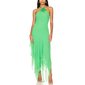 Lovers And Friends 'Shelby' Green Floral Detail Asymmetric Dress Size M